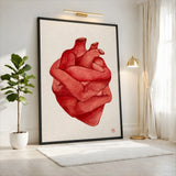 Anatomical Heart Surreal Watercolor Wall Art – Embraced Red Heart