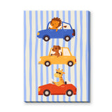 Animal Cars Kids Wall Art – Cute Lion Dog Giraffe Nursery Print