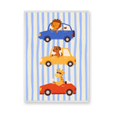 Animal Cars Kids Wall Art – Cute Lion Dog Giraffe Nursery Print