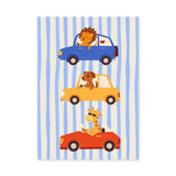 Animal Cars Kids Wall Art – Cute Lion Dog Giraffe Nursery Print