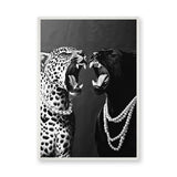 Animal Photography Modern Wall Art – Black and White Pearl Panthers