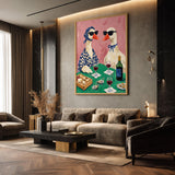 Animals Eclectic Wall Art – Stylish Geese Wine Dinner Scene