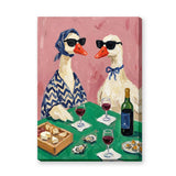 Animals Eclectic Wall Art – Stylish Geese Wine Dinner Scene
