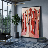 Animals Modern Wall Art – Abstract Red and Pink Flamingo Flock