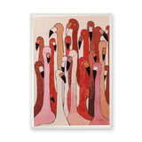 Animals Modern Wall Art – Abstract Red and Pink Flamingo Flock