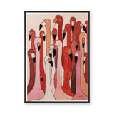 Animals Modern Wall Art – Abstract Red and Pink Flamingo Flock