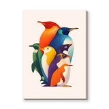 Animals Modern Wall Art – Colorful Geometric Penguin Group Print