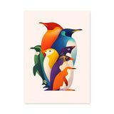 Animals Modern Wall Art – Colorful Geometric Penguin Group Print