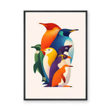 Animals Modern Wall Art – Colorful Geometric Penguin Group Print