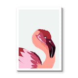 Animals Modern Wall Art – Pink Flamingo Portrait on Pale Background