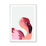 Animals Modern Wall Art – Pink Flamingo Portrait on Pale Background