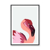 Animals Modern Wall Art – Pink Flamingo Portrait on Pale Background