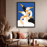 Animals Modern Wall Art – Stylized Geese on Blue Background