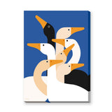 Animals Modern Wall Art – Stylized Geese on Blue Background