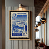 Antarctica Soviet Stamp Vintage Wall Art – Penguin and Polar Map Print