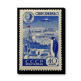 Antarctica Soviet Stamp Vintage Wall Art – Penguin and Polar Map Print