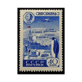 Antarctica Soviet Stamp Vintage Wall Art – Penguin and Polar Map Print