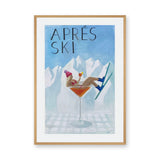 Après Ski Cocktail Retro Wall Art – Woman in Glass by Snowy Mountains