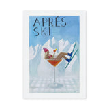 Après Ski Cocktail Retro Wall Art – Woman in Glass by Snowy Mountains