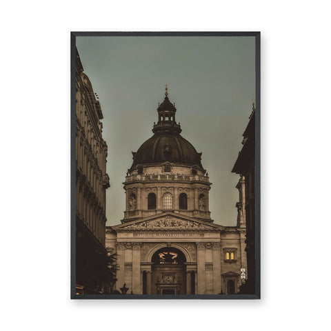 Architecture Vintage Wall Art – Sepia Budapest Basilica Photograph