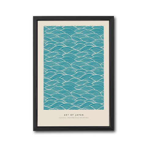 Art of Japan Iconic Woodblock Printing Print – Understated Japanese Wave Pattern Home Art