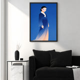 Asian Woman Portrait Modern Wall Art – Blue Robe Fashion Print