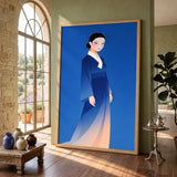 Asian Woman Portrait Modern Wall Art – Blue Robe Fashion Print