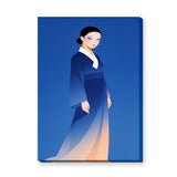 Asian Woman Portrait Modern Wall Art – Blue Robe Fashion Print