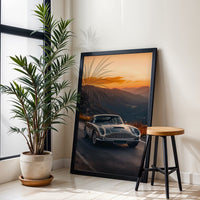 Aston Martin Iconic Car Wall Print Décor Poster – Cinematic Mountain Road Print