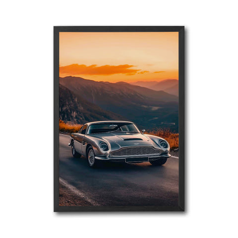 Aston Martin Iconic Car Wall Print Décor Poster – Cinematic Mountain Road Print