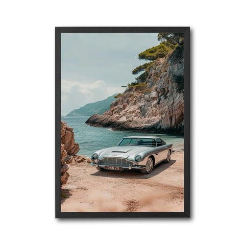 Aston Martin D 86 70 Coastal Wall Poster – Iconic Silver Car Wall Print