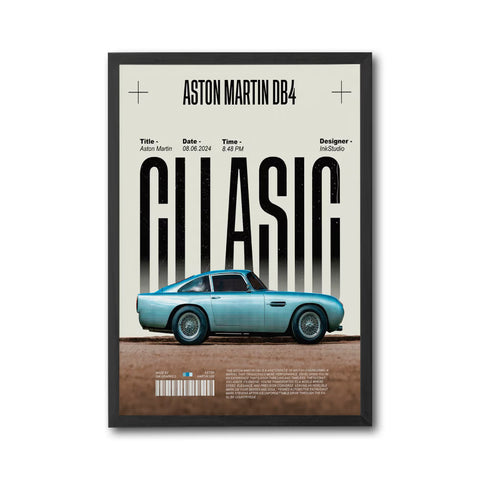 Aston Martin DB4 Iconic Heritage Car Décor Poster | Retro Automobile Wall Print