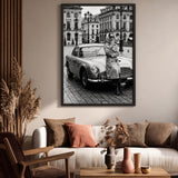 Aston Martin DB5 Vintage Wall Art – Black and White Paris Street Photo