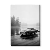 Aston Martin DB5 Vintage Wall Art – Misty Lakeside Classic Car Photo