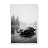 Aston Martin DB5 Vintage Wall Art – Misty Lakeside Classic Car Photo