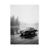 Aston Martin DB5 Vintage Wall Art – Misty Lakeside Classic Car Photo