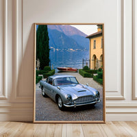 Aston Martin Retro Car by Lake Décor Poster – Iconic Car Wall Print