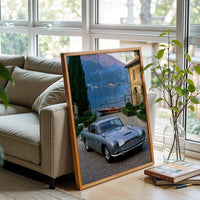 Aston Martin Retro Car by Lake Décor Poster – Iconic Car Wall Print