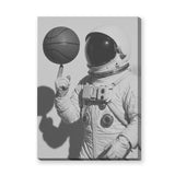 Astronaut Basketball Surreal Wall Art – Black-and-White Space Sports Print