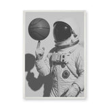 Astronaut Basketball Surreal Wall Art – Black-and-White Space Sports Print