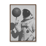 Astronaut Basketball Surreal Wall Art – Black-and-White Space Sports Print