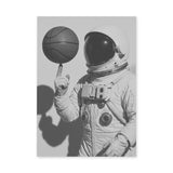 Astronaut Basketball Surreal Wall Art – Black-and-White Space Sports Print