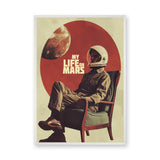 Astronaut Mars Retro Wall Art – Surreal Sci-Fi Chair Scene