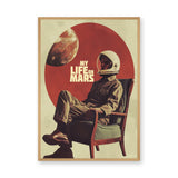 Astronaut Mars Retro Wall Art – Surreal Sci-Fi Chair Scene