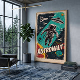 Astronaut Retro Pop-Art Wall Art – Vintage Sci-Fi Space Poster Design