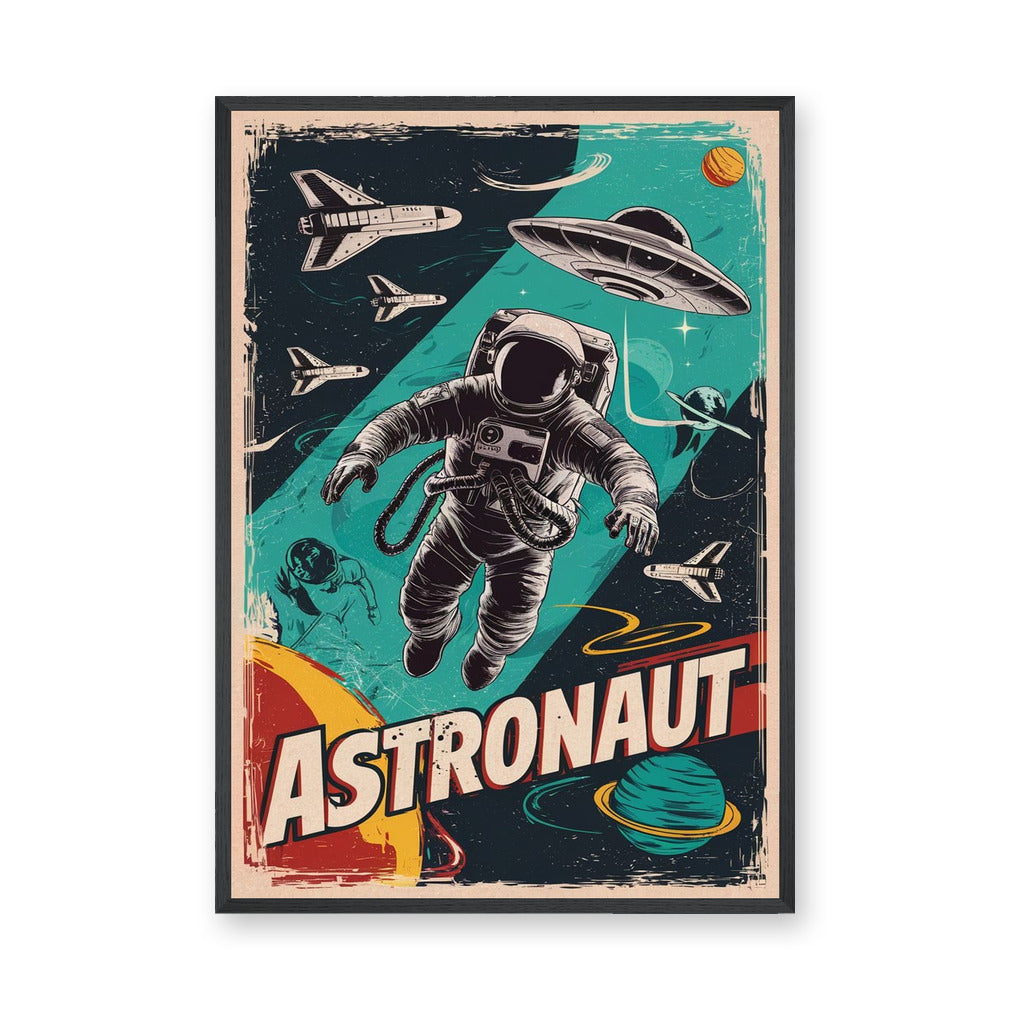 Astronaut Retro Pop-Art Wall Art – Vintage Sci-Fi Space Poster Design