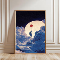 Astronaut with Balloon and Moon Aesthetic Wall Décor Print