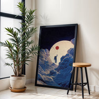 Astronaut with Balloon and Moon Aesthetic Wall Décor Print