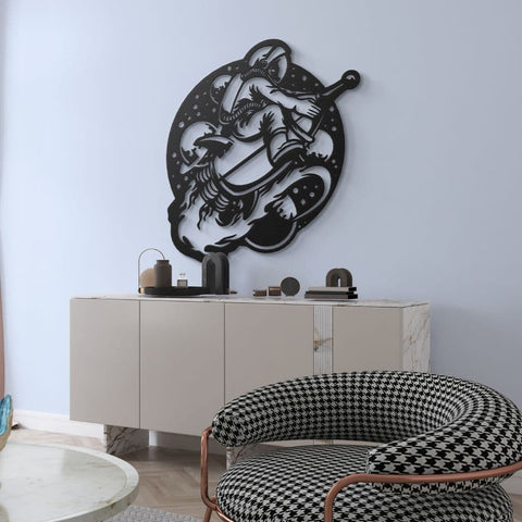 Astronaut Riding Rocket Metal Wall Art