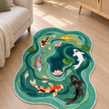 Asymmetric Retro Irregular Area Rug in a living room